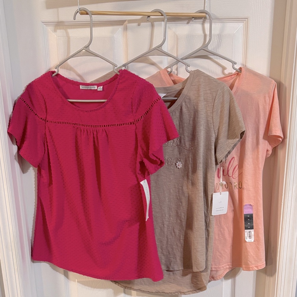 Set of three short sleeved graphic tees, sold as a bundle, size M, NWTs.